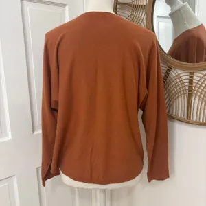 Sioni Embellished Rust Sweater XL Orange Studded Leaf Boho Autumn Western Boxy thumbnail 7