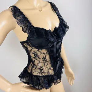 NWT PLT Black Lace Corset Top - Size‎ 2 Hook & Eye Closure thumbnail 5