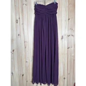 NWT Lulus Luxe Favorite Dark Purple Strapless Ruched Maxi Dress Bridesmaid Sz L thumbnail 7