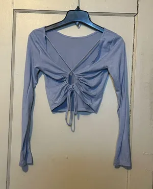 Forever 21 Long Sleeve Open Tie Back | Size: M | Purple/Blue thumbnail 1
