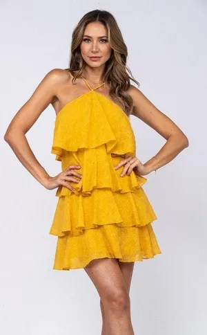 Boutique Mustard Short Dress Yellow Size 6 thumbnail 1