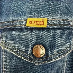 Vintage Rustler Jacket Medium Wash Boxy Crop Denim Trucker Jean Womens‎ Medium thumbnail 8