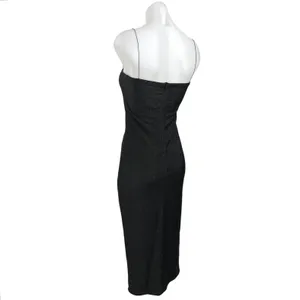 Meshki Black Glitter Metallic Square Neck Camisole Sleeveless Maxi Dress Sz XL thumbnail 3