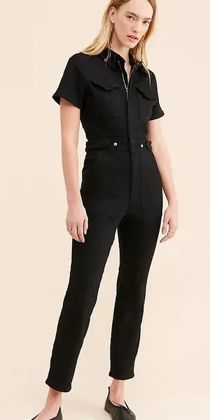 Good American Fit For Success Coveralls Jumpsuit Charcoal Black Denim Size 2 thumbnail 1