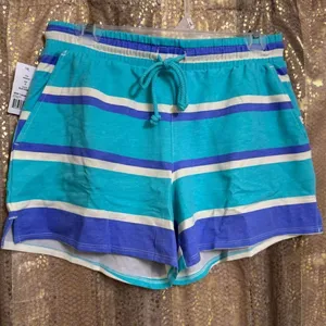 Wildfox Purple Aqua Striped Sleep Lounge Top Shorts 2 Piece Set Small NWT thumbnail 9