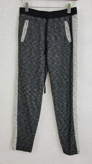 Lou & Gray Womens Pants Sz XS Black Stripe Elastic Waist Drawstring Sweat Jogger thumbnail 1