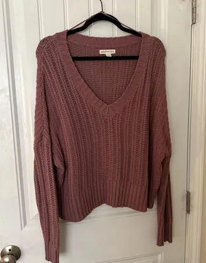 Aeropostale Women's Dusty Rose V-Neck Sweater thumbnail 1