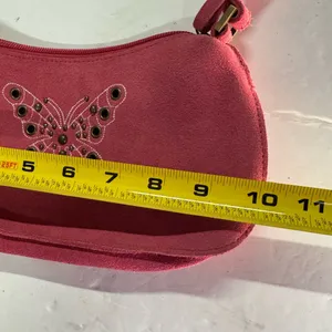 Faded Glory Pink leather side studded small Shoulder Bag with Butterfly Y2K thumbnail 7