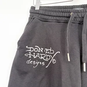 Ed Hardy Womens Black Retro Eagle Heart Tattoo Graphic Y2K Wide Leg Sweatpants S thumbnail 3