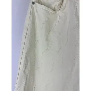 Zara High Rise Wide Leg Jeans Womens 8 Cream Off White Textured‎ Clean Girl thumbnail 2