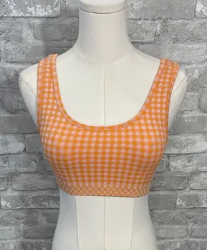 Zara Orange Checkered Crop Top Bralette thumbnail 1