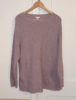 Pure Jill $99 Woman’s L Ribbed One Pocket sweater pink knit long sleeve top thumbnail 1