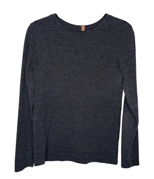 Lunya Long Sleeve Tee Women Large Charcoal Good Heathered Loungewear thumbnail 1