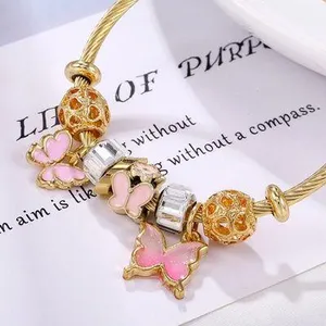 Women's Gold Plated Butterfly Charm Bracelet thumbnail 2