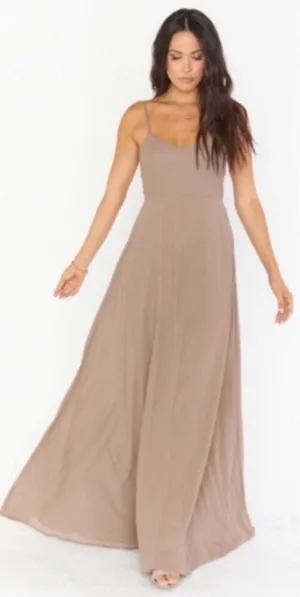 Show Me Your Mumu SMYM Faith maxi Dress - Dune brown chiffon NEW LARGE thumbnail 1