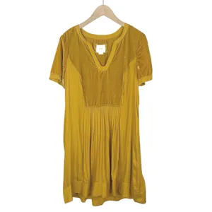 Anthropologie Maeve Ingrid Velvet Tunic Dress in Golden Yellow Size Medium thumbnail 2