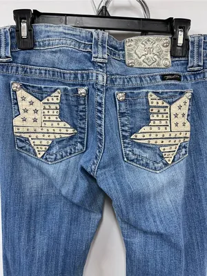 Miss Me bootcut Star-Embellished Jeans Designer Americana 4th of July size 28 thumbnail 4