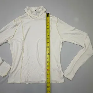 Wild Fable Women's White Ribbed Exposed Seam Turtleneck Long Sleeve Top thumbnail 7