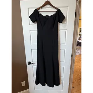 Marina Black Off Shoulder Mermaid Trumpet Gown Short Sleeve Medium Formal thumbnail 3