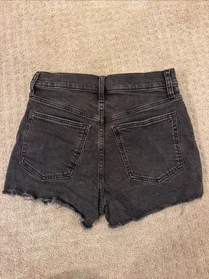 Madewell Black The Perfect Jean Shorts Frayed Hem High-Rise - 26 thumbnail 6