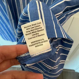 NWOT Evereve Striped Delaney Mini Shirt Dress Medium Blue/White thumbnail 5
