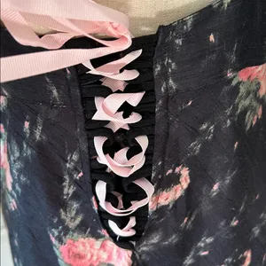 Love shack fancy cosmo rare black floral ruffle silk high low midi dress M L​​ thumbnail 9