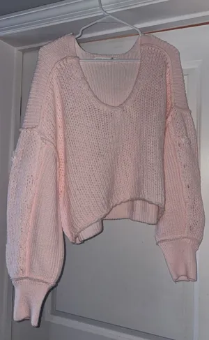 Altar'd State Sweater Pink V-Neck thumbnail 1