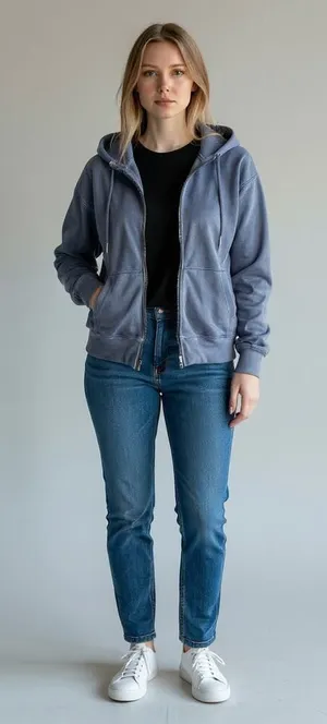 Abercrombie & Fitch Soft AF Max Essential Blue Full Zip Hoodie Sweatshirt Size L thumbnail 1