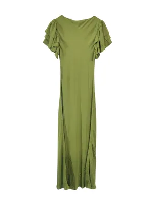 NWT Few Moda Leonor Maxi Dress size Large L clover green flutter sleeve o.p.t thumbnail 4