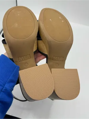 MIA Roxie Platform Sandal Heels Womens 8 Beige Black Like New Knotted Block Heel thumbnail 2