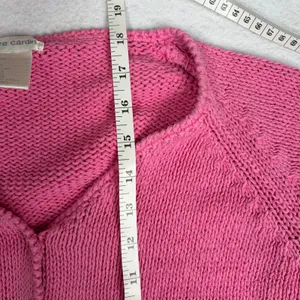 VTG Pierre Cardin Knit Cardigan Women's XL Pink Crop Linen Coquette Preppy Y2K thumbnail 5