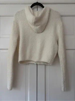 Skims Cozy Knit Zip-Up Hoodie Jacket Bone Cream Size Small / Medium Fuzzy Boucle thumbnail 12