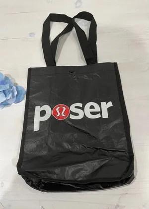 Lululemon Poser‎ Tote Bag Reusable Shopping Bag Black Logo thumbnail 1