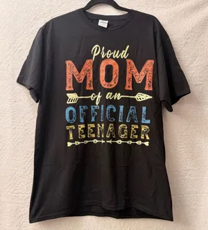 Port and Company Black “Proud Mom of an Official Teenager” Tee | Size L thumbnail 1