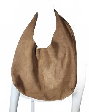 Brown Genuine Leather Suede Hobo Shoulder Bag thumbnail 1
