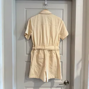 Crescent Cream Button-Up Utility Cotton Belted Romper Size Small‎ thumbnail 3
