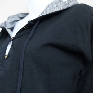 LRL Ralph Lauren Jeans Co Black Long‎ Sleeve Henley Hoodie Size M Y2K Activewear thumbnail 10