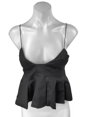 NEW Zara Women's Black Sleeveless Cami Camisole Tank Peplum Crop Top Size XS thumbnail 1