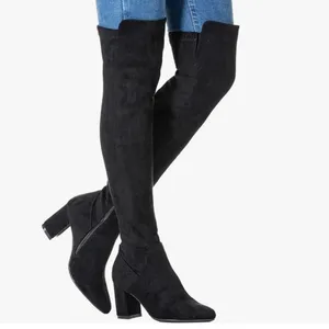 Black Faux Suede Over-the-Knee Boots thumbnail 3