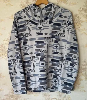 KAVU Bella Coola Fleece Pullover Hoodie Gray Southwestern Gorpcore Granola Girl thumbnail 1