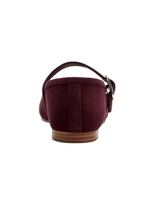 NWT Marc Fisher Dress Flats with Square Toe and Ankle Strap Red Suede Purple 8M thumbnail 3