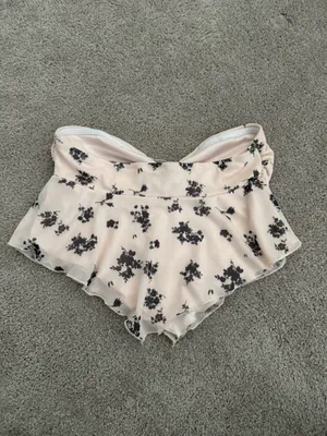 White and black floral strapless top thumbnail 2