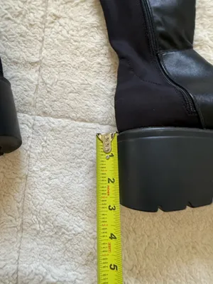 Black Over Knee Platform Boots Chunky Sole Stretch Faux Leather Size 5. 5 Goth thumbnail 8