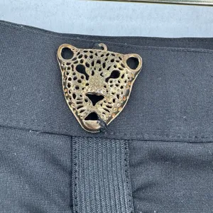 Y2K Black High Waist Shorts Women M Gold Leopard Garter Cage Clubwear Rave Party thumbnail 5