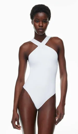 Babaton White Cross Neck Bodysuit XL NWT thumbnail 1
