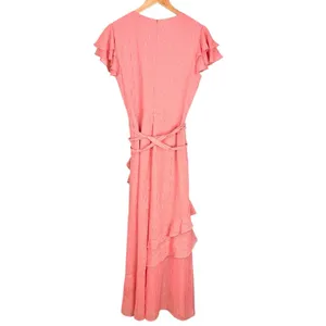Eliza J Metallic Ruffle Fill Coupe High Low Maxi Gown Pink Rose Size 12 Romantic thumbnail 9