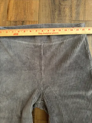 Aerie grey ribbed corduroy flare pants with an elastic waist thumbnail 8