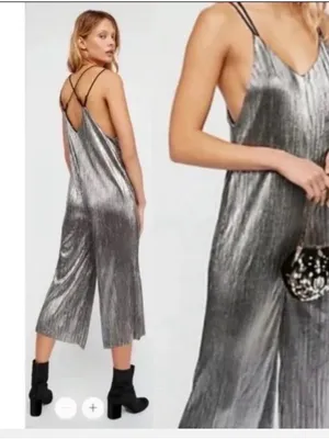 Free People Flicker Flash Metallic Jumpsuit Small thumbnail 2