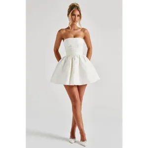 NWT Babyboo Salome Ivory Floral Jacquard Bow Corset Strapless Mini Dress Size XS thumbnail 6