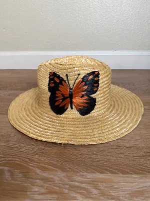 San Diego Hat Embroidered Butterfly Straw Women's Hat, OS thumbnail 2